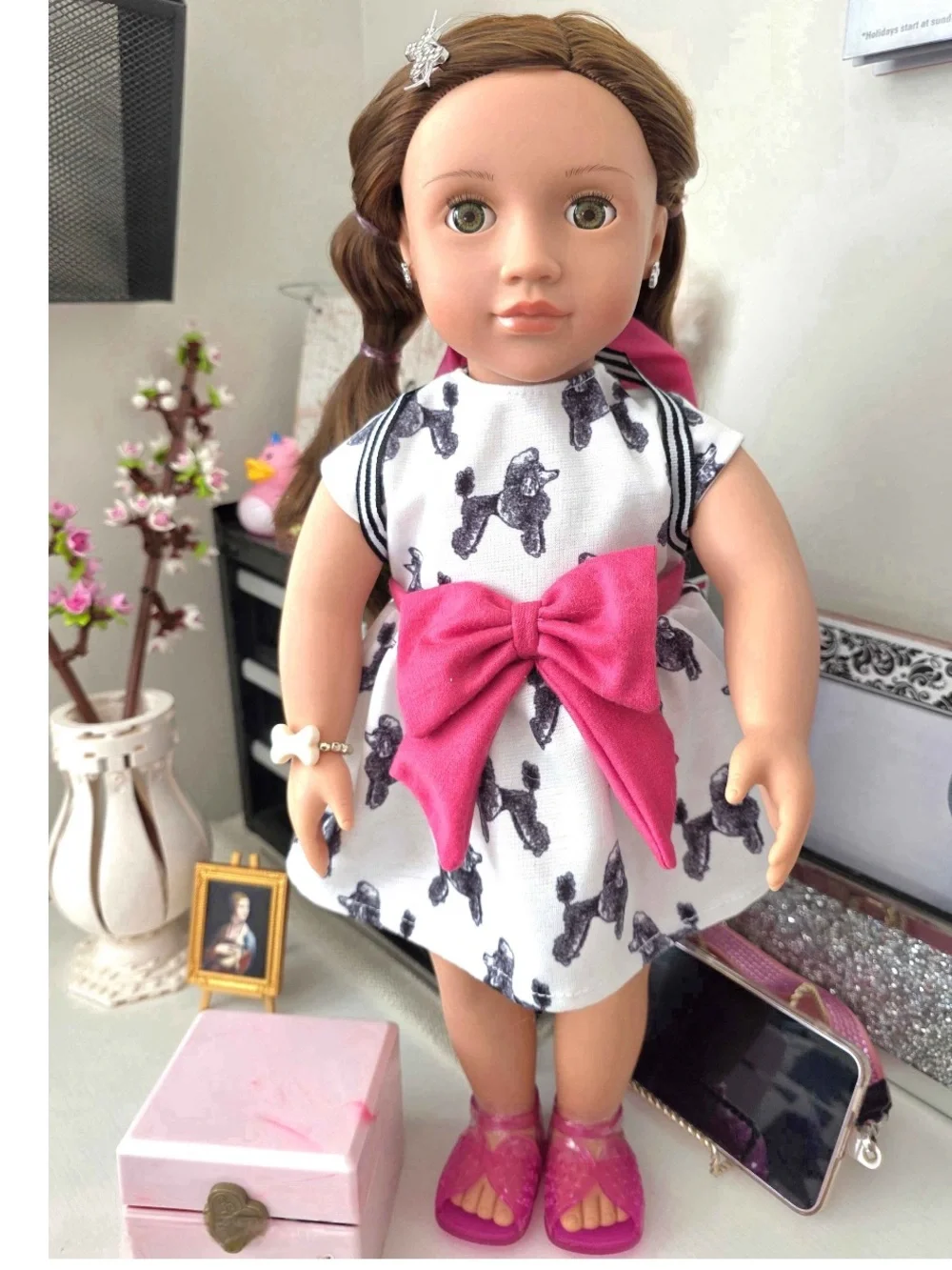 Our Generation Nancy Doll w/ Jewelry Box & Pierced Ears 6 Earrings 2 Bracelets